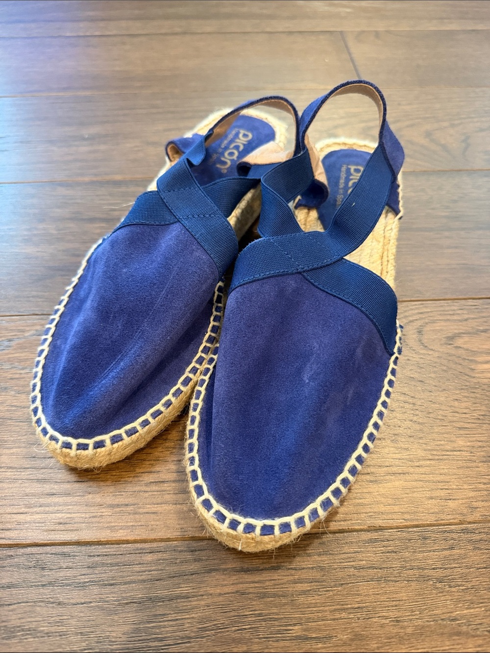 Picon Blue Suede Espadrille Slip On Sling Back Handmade in Spain 7.5 - C61-035